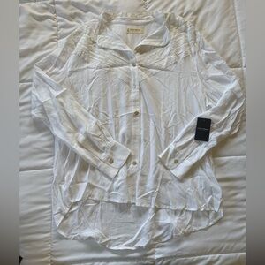 NWT Lucky Brand White Lace Button Down Shirt